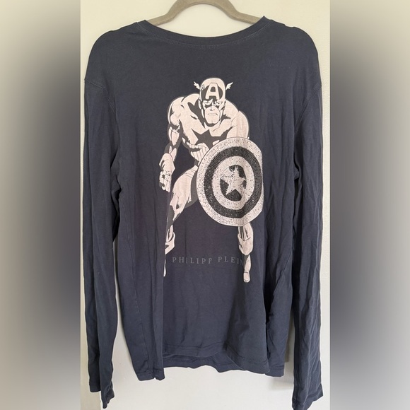 Rare Philipp Plein + Marvel Black Graphic Long Sleeve Shirt - Picture 3 of 6